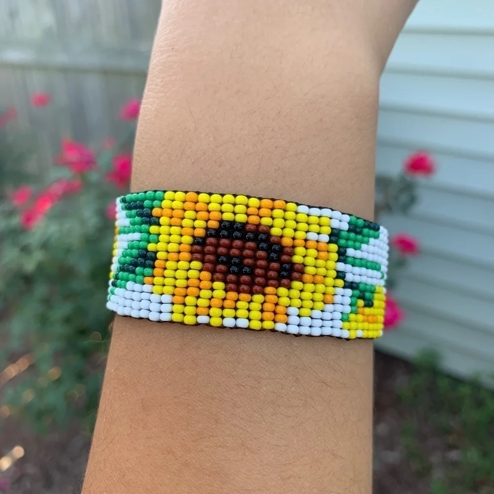 Sunflowers chaquira bracelet handmade jewe…
